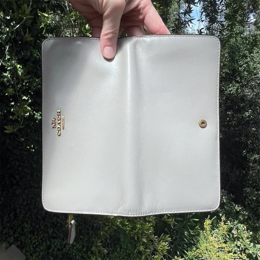 COACH Gray Leather Slim Wallet Clutch CC Holder Gold Hardware AUTHENTIC - Picture 4 of 6